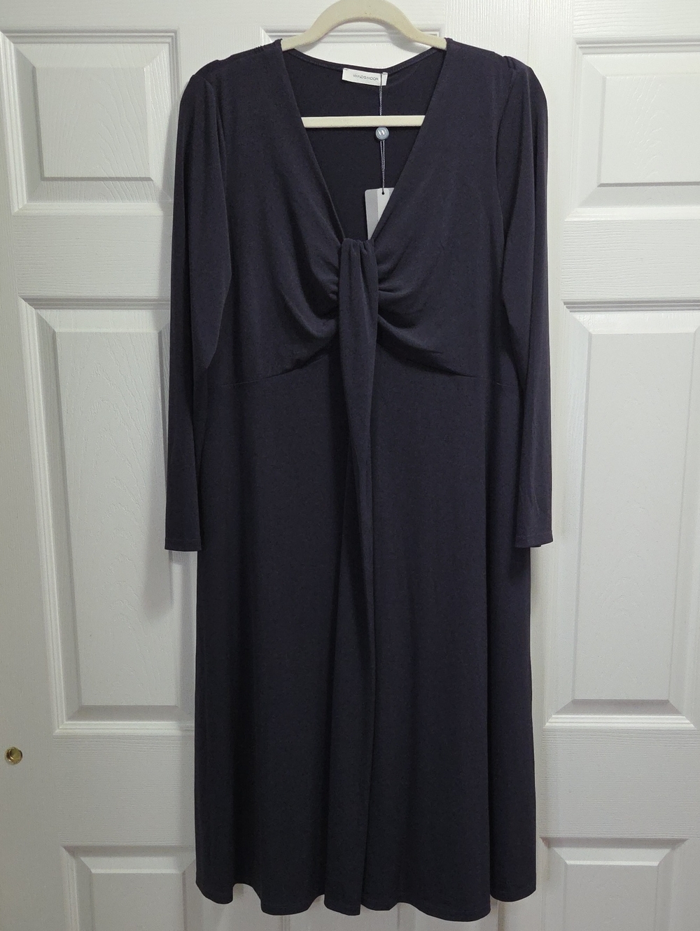 Windsmoor Long Sleeve Twist Front Dress in Dark Navy